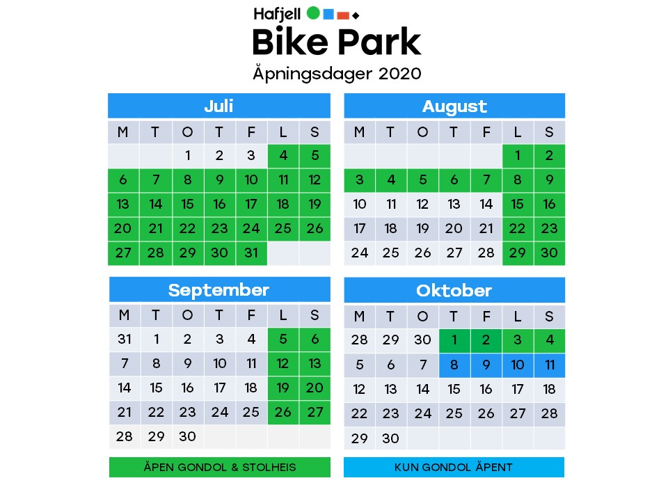 Åpningstider Hafjell Bike Park