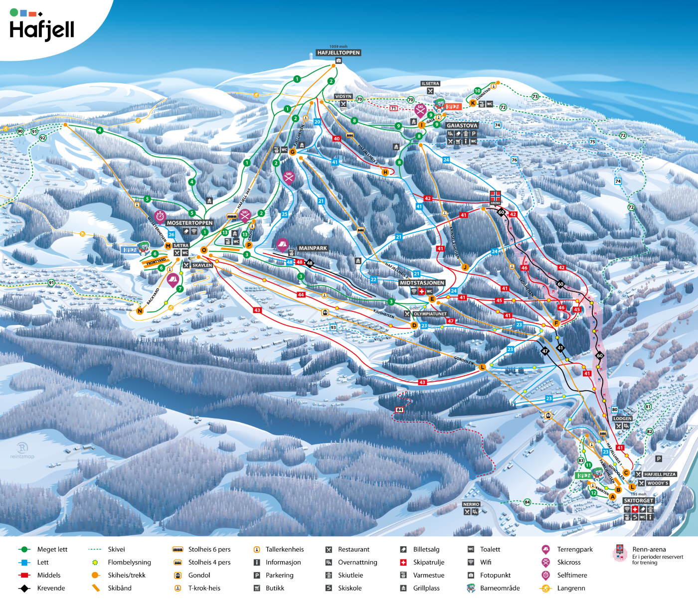 Ski map Hafjell