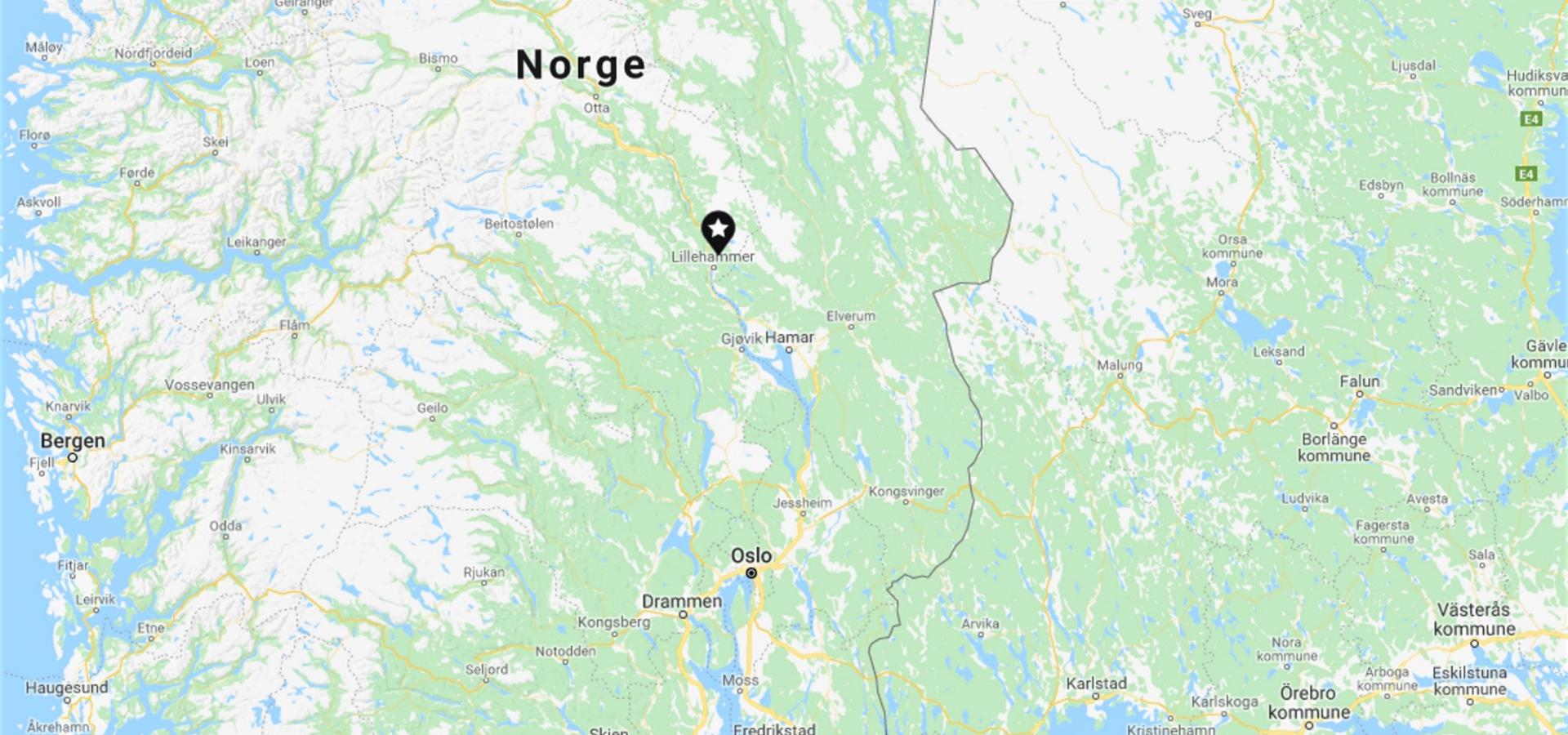 Kart over sør Norge
