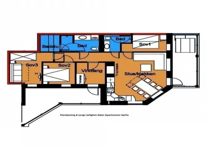 Appartementen Sørlia 4 - 12 bedden