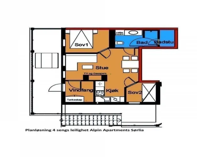 Appartementen Sørlia 4 - 12 bedden