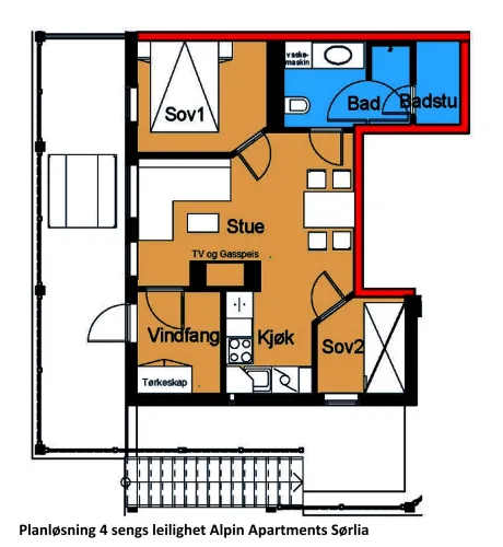 Appartementen Sørlia 4 - 12 bedden