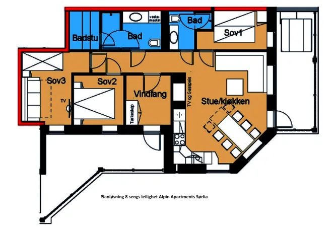 Appartementen Sørlia 4 - 12 bedden